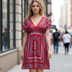 Cherry Krave Vintage Y2K Polyknit Bollywood Style Mini Kaftan Dress